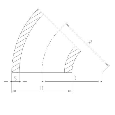 45° Alu Rohrbogen 50 x 5 mm, r=38 mm, BA2, ähnl. DIN 2605 , aus EN AW-6060,  AlMgSi0,5, mit glatten Enden - 1